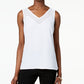 INC International Concepts Women's Illusion Trim Tank Top White Size Petite Medium