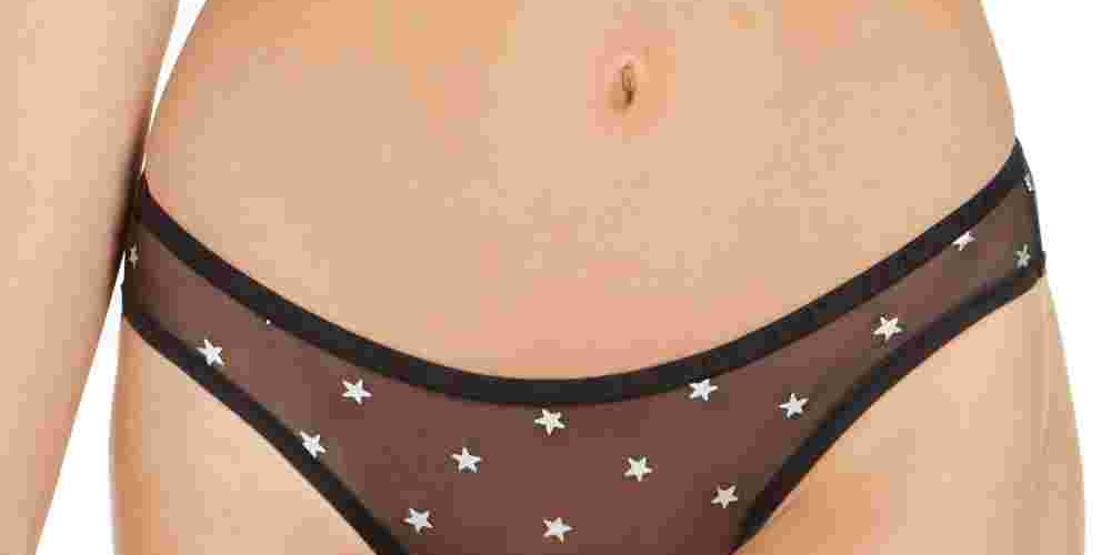 DKNY Women's Logo Mesh Bikini Black  Size Large