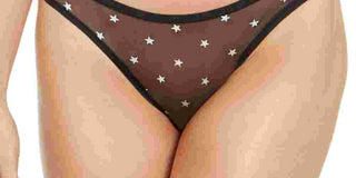 DKNY Women's Logo Mesh Bikini Black  Size Large