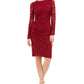 Vince Camuto Women's Dress Sheath Lace Floral 8 Red Size 8