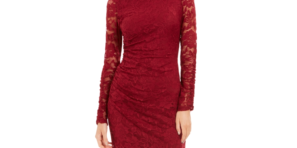 Vince Camuto Women's Dress Sheath Lace Floral 8 Red Size 8