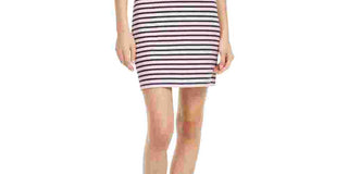 Maison Jules Women's Striped Polo Dress Pink Size Medium