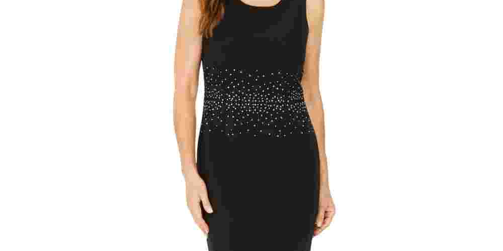 Kasper Women's Jeweled Stud Sheath Dress Black Size 14 Petite
