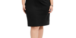 NY Collection Women's Plus Ruched Dress Plus Black Size 2X