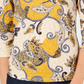 Charter Club Women's Cotton Paisley Print Button Shoulder Top  Gold Size Petite Medium