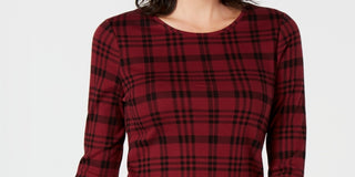 Charter Club Women's Cotton Plaid Top  Red Size XX-Large