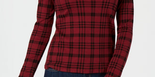 Charter Club Women's Cotton Plaid Top  Red Size XX-Large