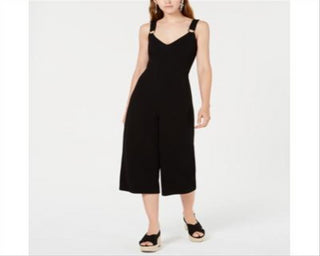 Bar III Women's Cropped O-Ring Jumpsuit Black Size 0