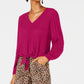 INC International Concepts Women's Gauze Tie Front Top Pink Size X-Small