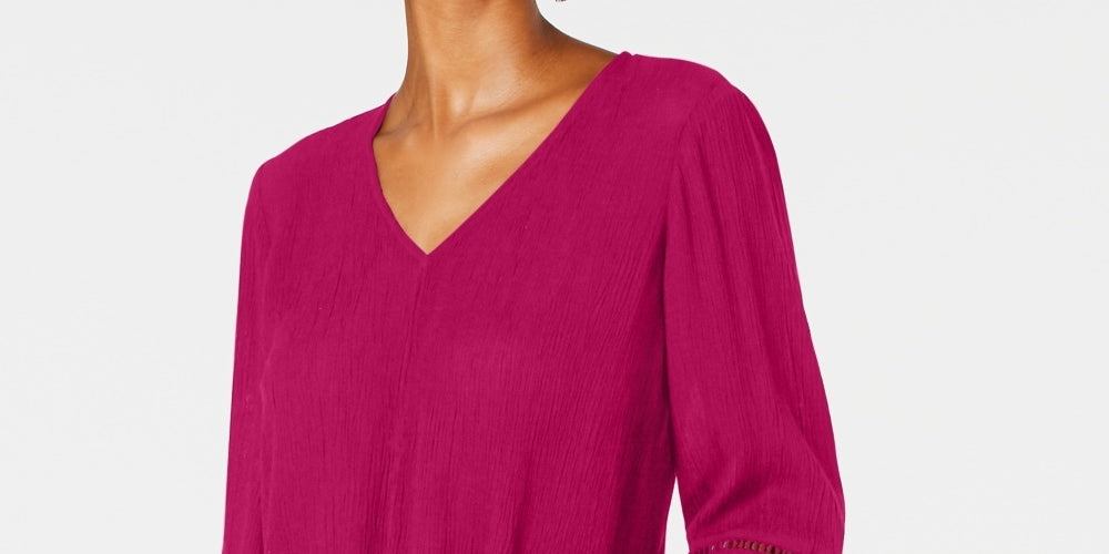 INC International Concepts Women's Gauze Tie Front Top Pink Size X-Small