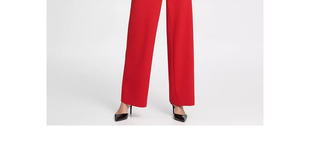 DKNY Women's Ruffle Detail Jumpsuit Red Size 4