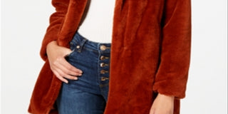 CoffeeShop Junior's Faux Fur Coat Orange Size Large