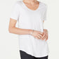 JM Collection Women's Lattice Back V Neck Top White Size Petite L