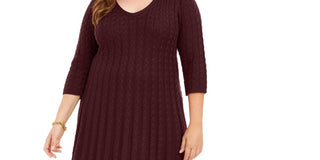 Jessica Howard Women's 3/4 Sleeve Fitc Flare Dress Purple Size 2X