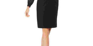 Calvin Klein Women's Bling Puff Sleeve Sheath Dress Black Size 2