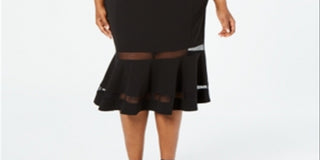 Calvin Klein Women's Plus Illusion Stripe Midi Dress Black Size 22W