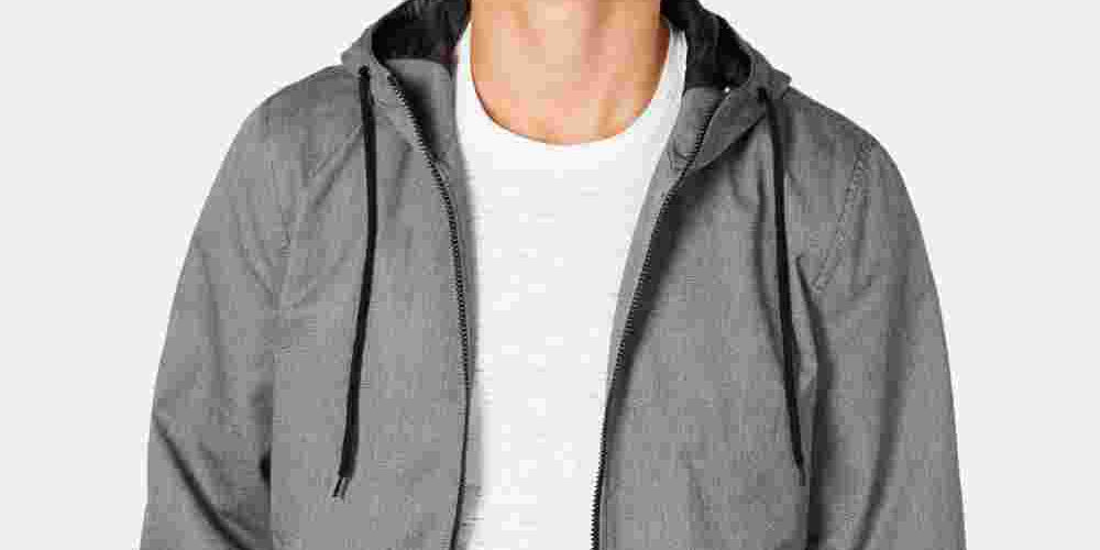 American Rag Men's Zip Front Hooded Jacket Black Size Small