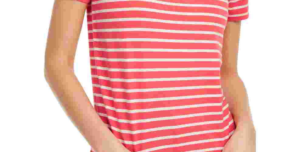 Maison Jules Women's Striped Lace Collar Top Orange Size X-Small