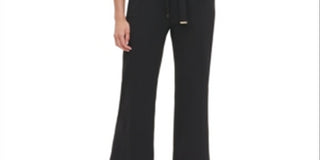 Tommy Hilfiger Women's Belted Zippered Sleeveless Mock Wide Leg Party Jumpsuit Black Size 10