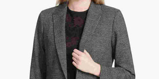 Calvin Klein Women's One Button Plaid Blazer Gray Size 12