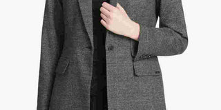 Calvin Klein Women's One Button Plaid Blazer Gray Size 12