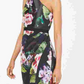 Adrianna Papell Women's Floral Print One Shoulder Gown Black Size 10 Petite