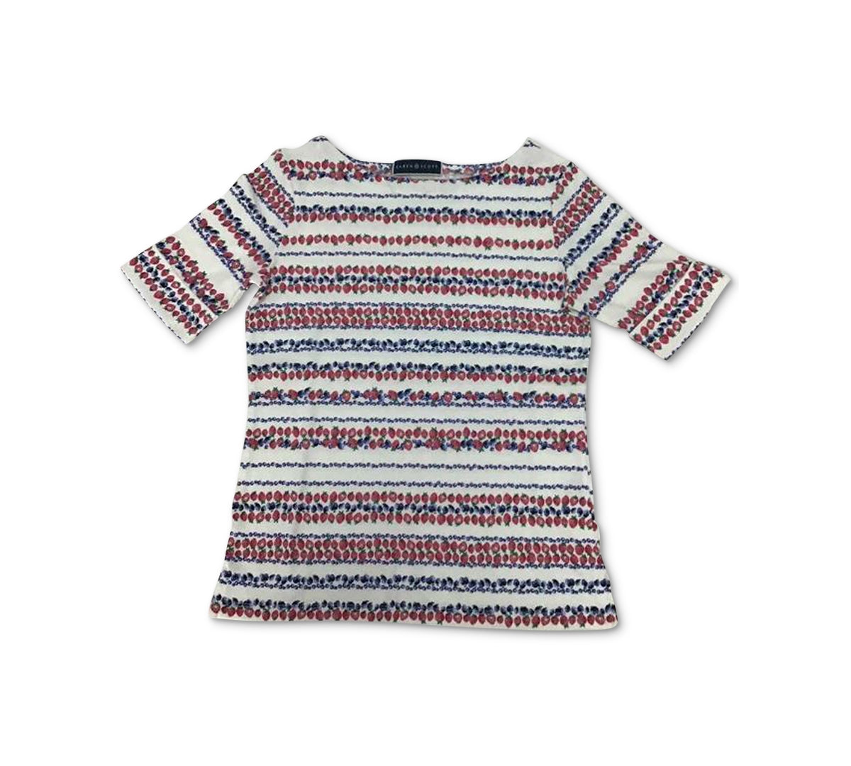 Karen Scott Women's Berry Print Top  White Size Medium