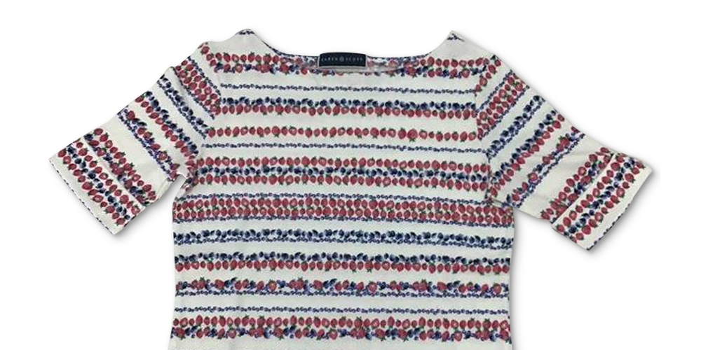 Karen Scott Women's Berry Print Top  White Size Medium