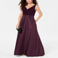 Adrianna Papell Women's V Neck Tie Waist Gown Purple  Size 2