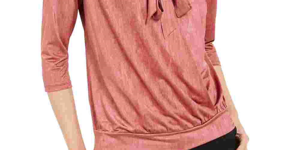 Alfani Women's Tie Neck Top Wine Size PXL
