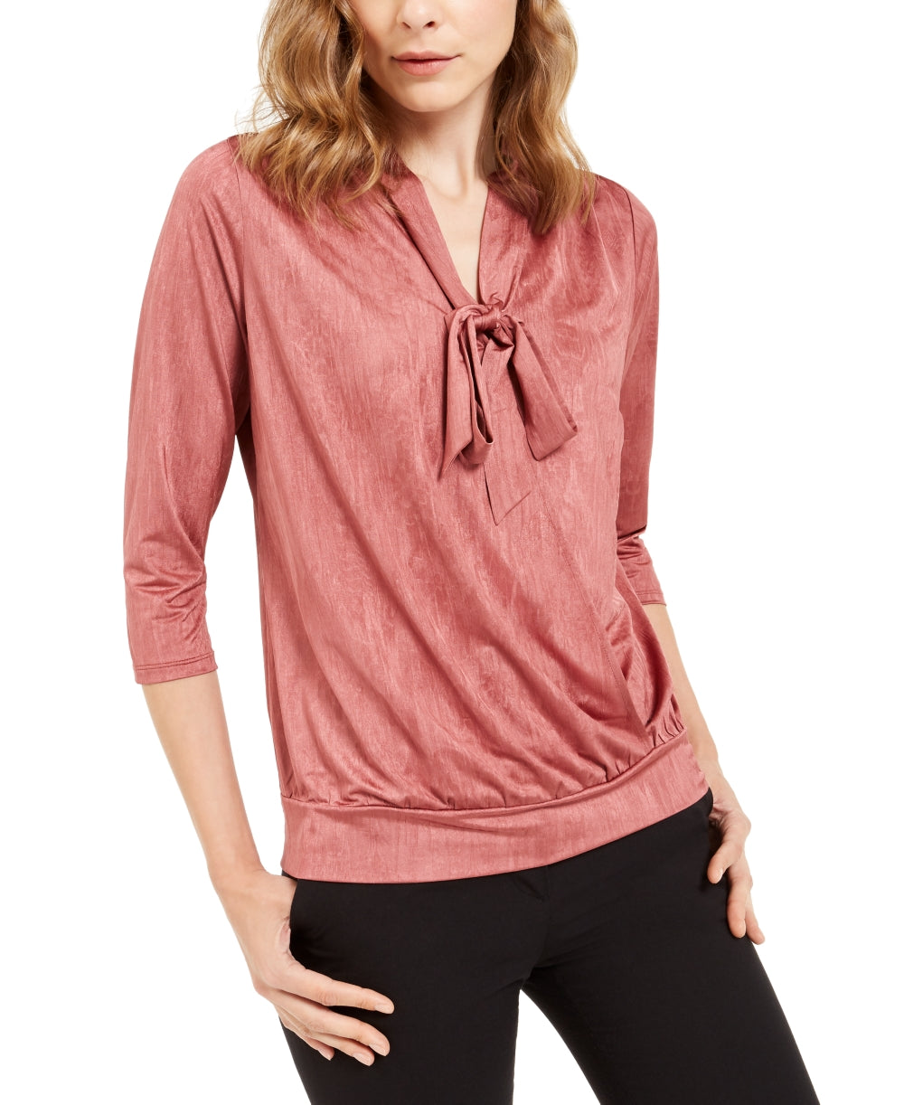 Alfani Women's Tie Neck Top Pink Size Petite S