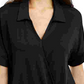 Alfani Women's Cuffed Sleeve Short Sleeve Collared Top Black Size Petite Small