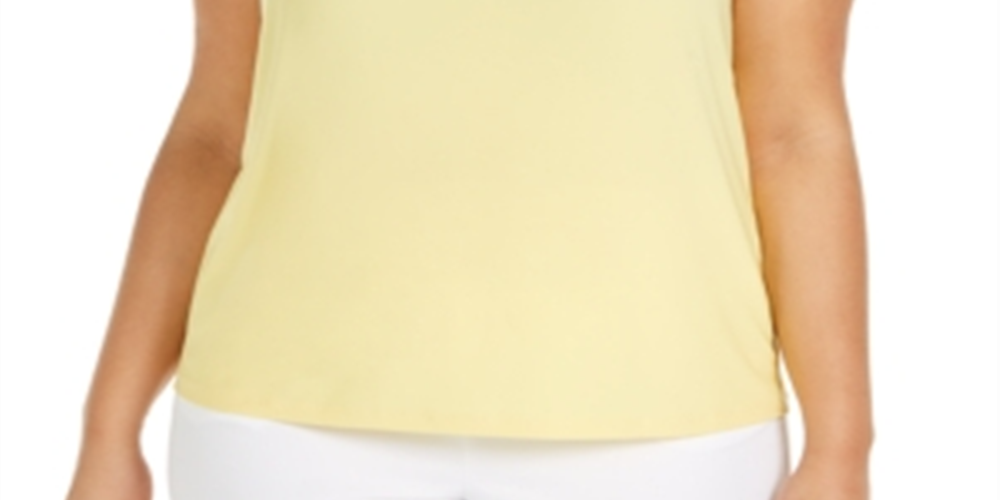 Kasper Women's Plus Diamond Neck Sleeveless Top Yellow  Size 2X