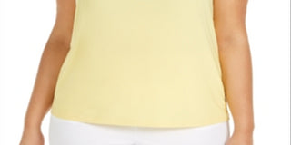 Kasper Women's Plus Diamond Neck Sleeveless Top Yellow  Size 2X