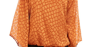 Alfani Women's Snakeskin Print Bubble Blouse Brown Size Petite XL
