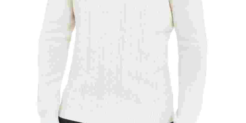 Tasso Elba Men's Cashmere Ribbed Trim Turtleneck Sweater Ivory Size Large