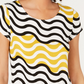 Alfani Women's Printed Round Hem T Shirt Yellow Size Petite Small