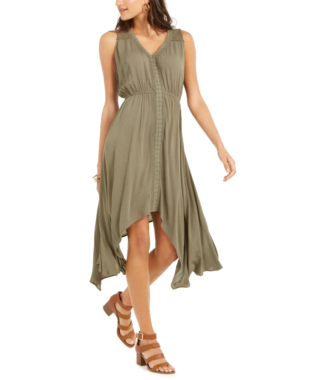 Style & Co Women's Handkerchief Hem Dress Green Size X-Small