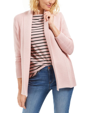 Charter Club Women's Shawl Collar Mixed Stitch Sweater Pink Size Petite S