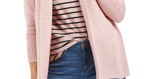 Charter Club Women's Shawl Collar Mixed Stitch Sweater Pink Size Petite S