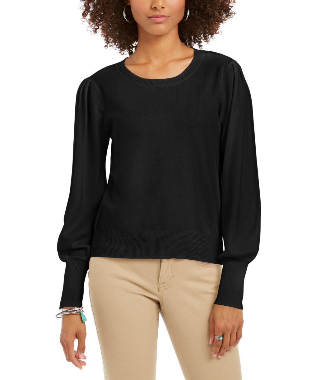 Style & Co Women's Pull Sleeve Blouson Sweater Black Size X-Large