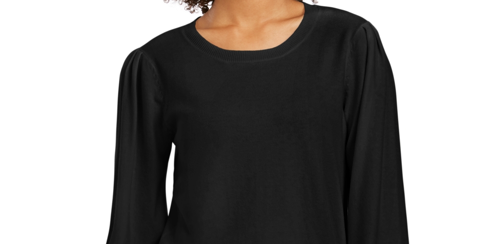 Style & Co Women's Pull Sleeve Blouson Sweater Black Size X-Large