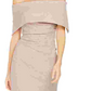 Vince Camuto Women's Glitter Zippered Short Sleeve Off Shoulder Below The Knee Sheath Evening Dress Brown Size 14