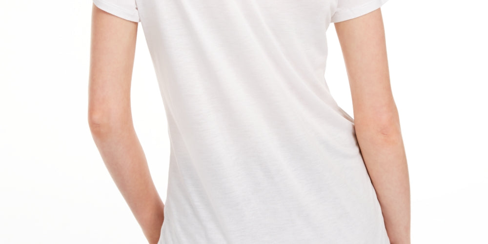 Maison Jules Women's Tie Back Solid T Shirt White Size XX-Large