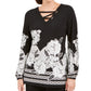 JM Collection Women's Laced Grommet Neck Top Black Size X-Small