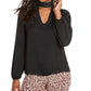 Thalia Sodi Women's Mock Neck Cutout Top  Black Size Small