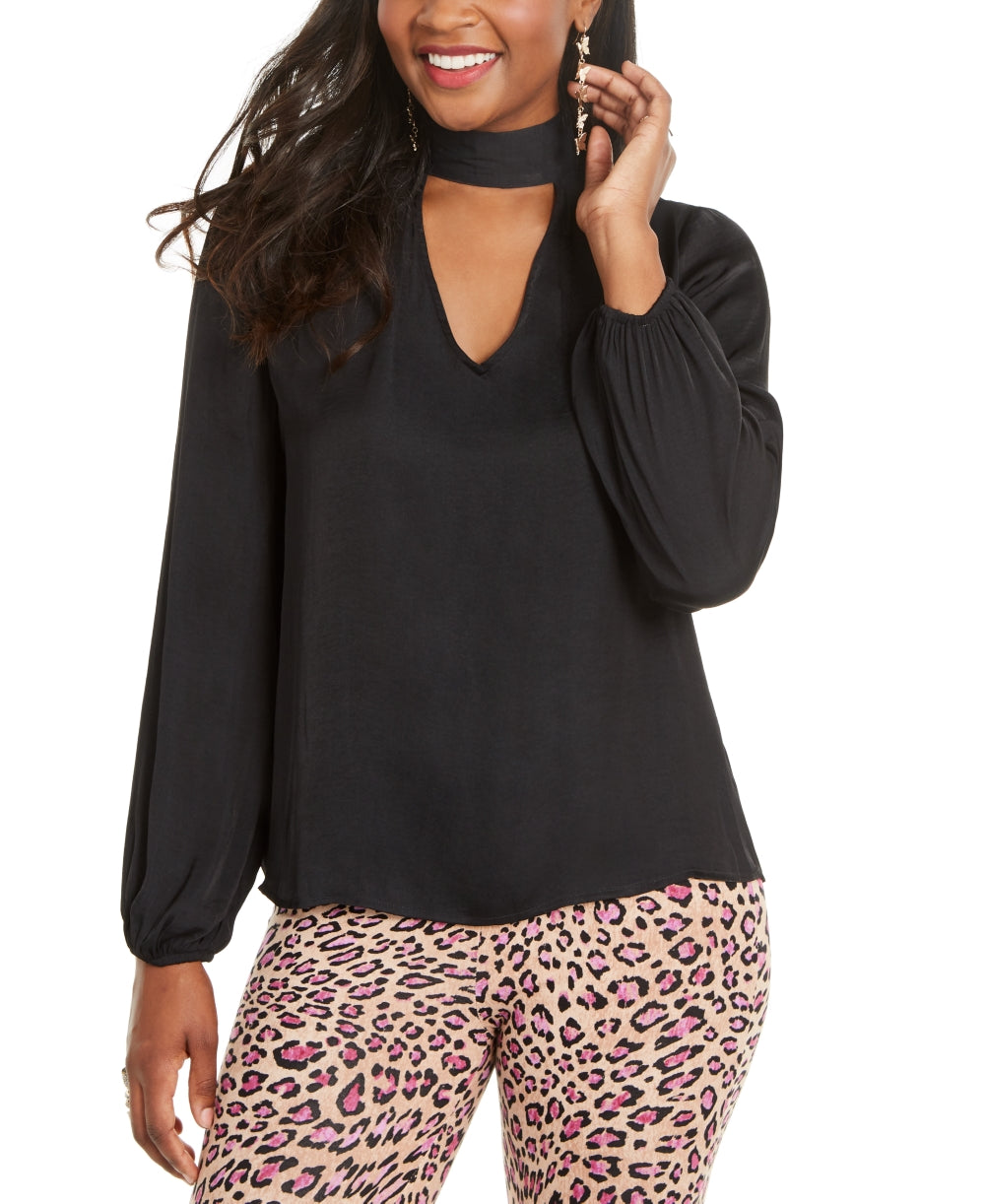 Thalia Sodi Women's Mock Neck Cutout Top  Black Size Small