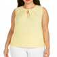 Kasper Women's Plus Diamond Neck Sleeveless Top Yellow  Size XL