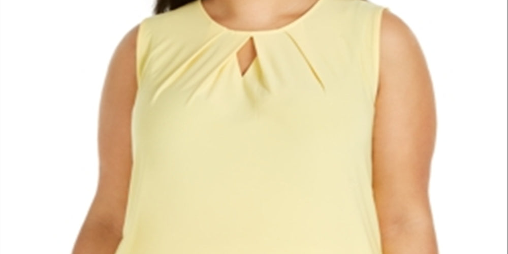 Kasper Women's Plus Diamond Neck Sleeveless Top Yellow  Size XL