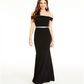Crystal Dolls Women's Embellished Solid Sleeveless Off Shoulder Full Length Mermaid Formal Dress Black Size 1